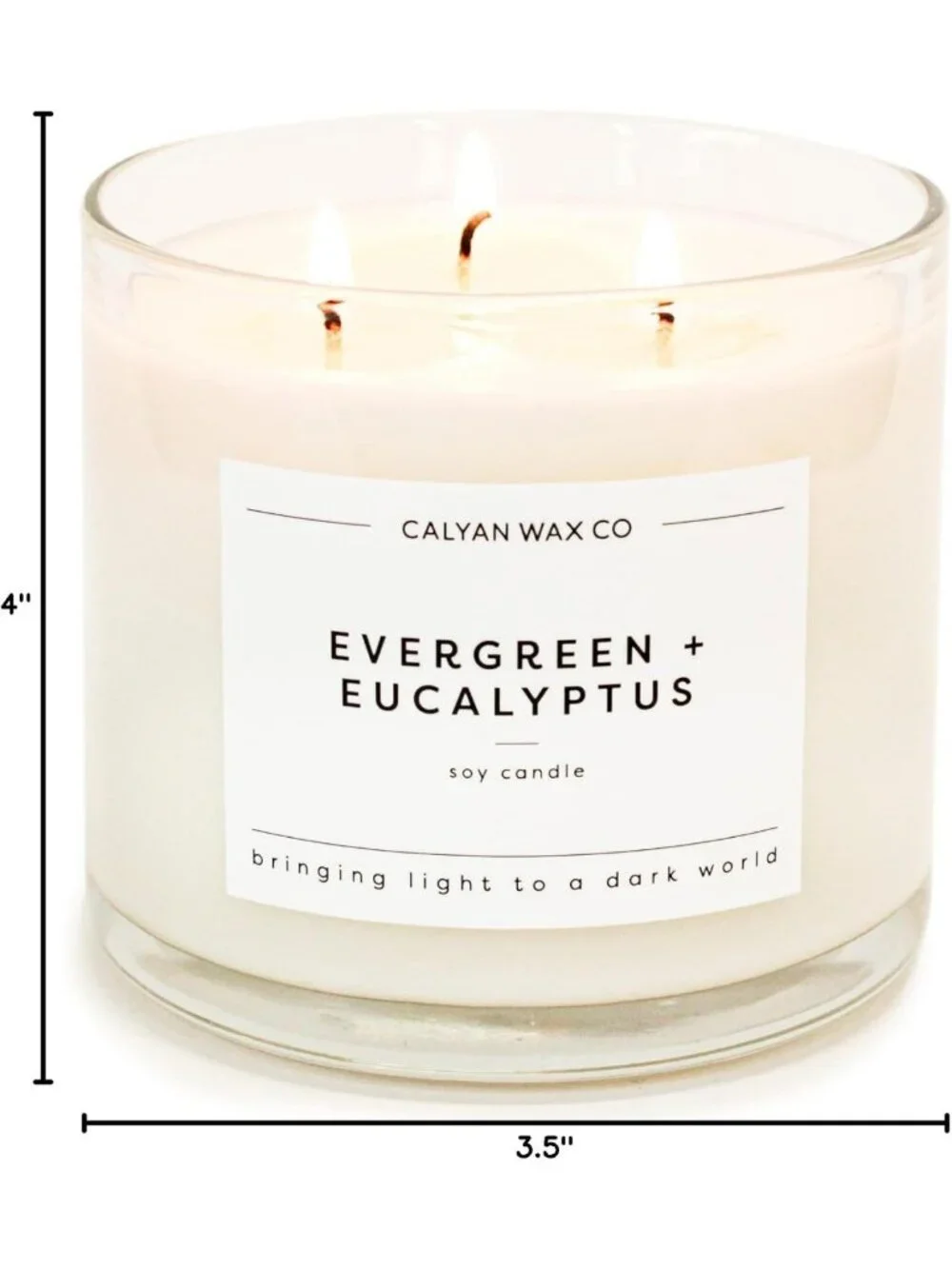 Luxury 3 Wick Soy Candle - Evergreen & Eucalyptus - Long Lasting 43 Hour Burn